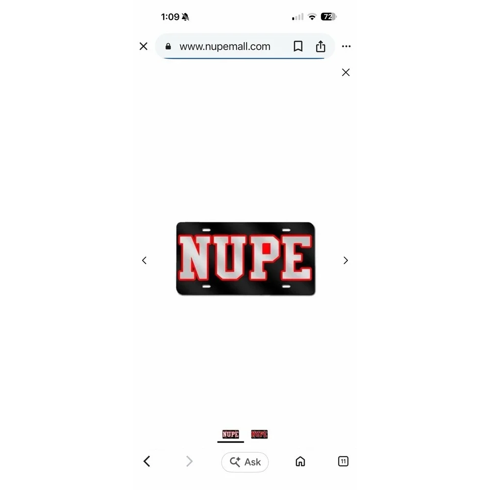 Kappa Alpha Psi NUPE License Plate (Black) New Sealed Heavy mirrored acrylic